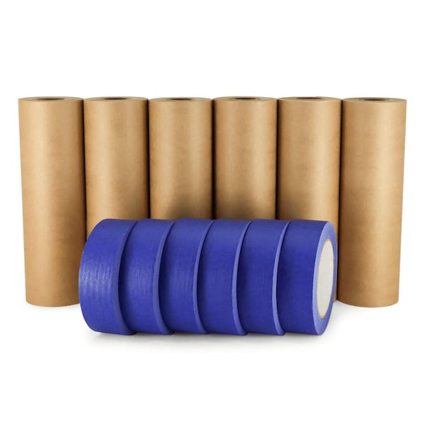 Idl Packaging 9in x 60 yd Masking Paper and 1 1/2in x 60 yd Painters Tape, for Covering, 6PK 6x GPH-9, 4463-112 - main